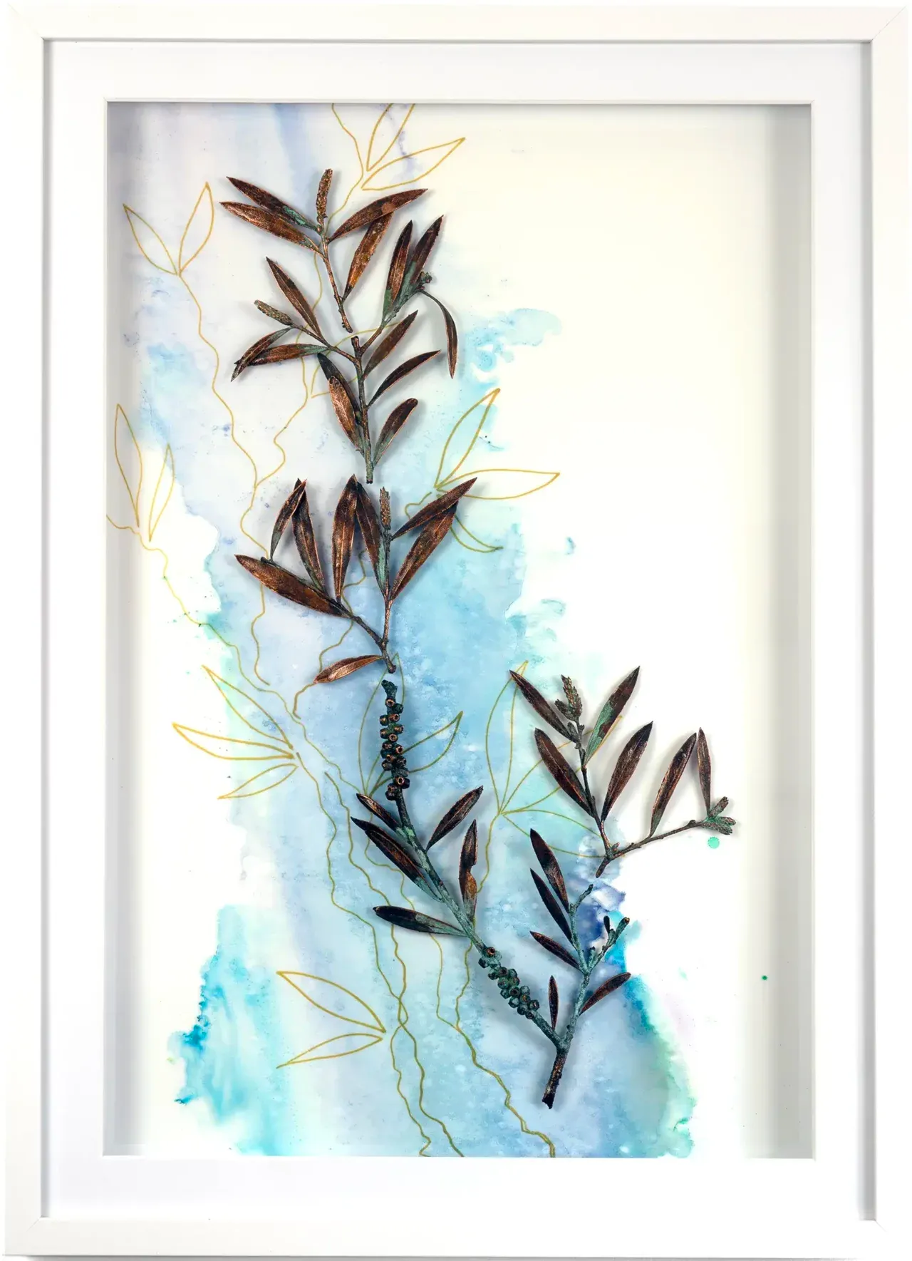 Gentle Awakening — Copper, ink on acrylic, 44 × 62 cm