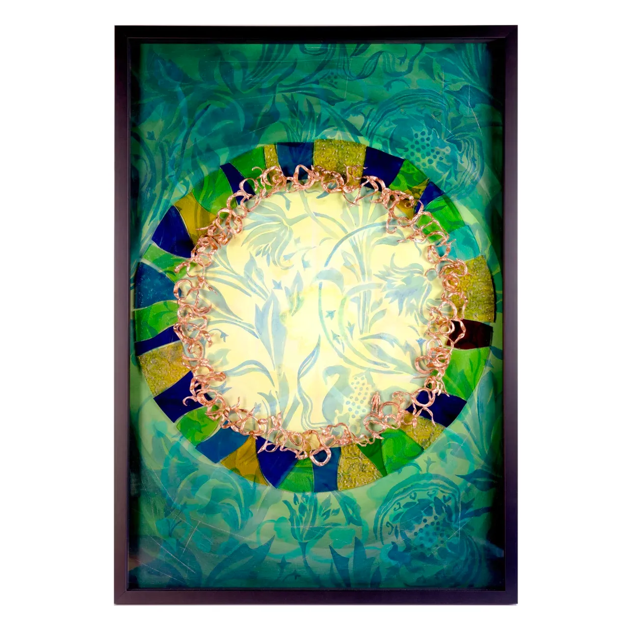 Sense of Creation — Acrylic, copper, stained glass on fibreboard