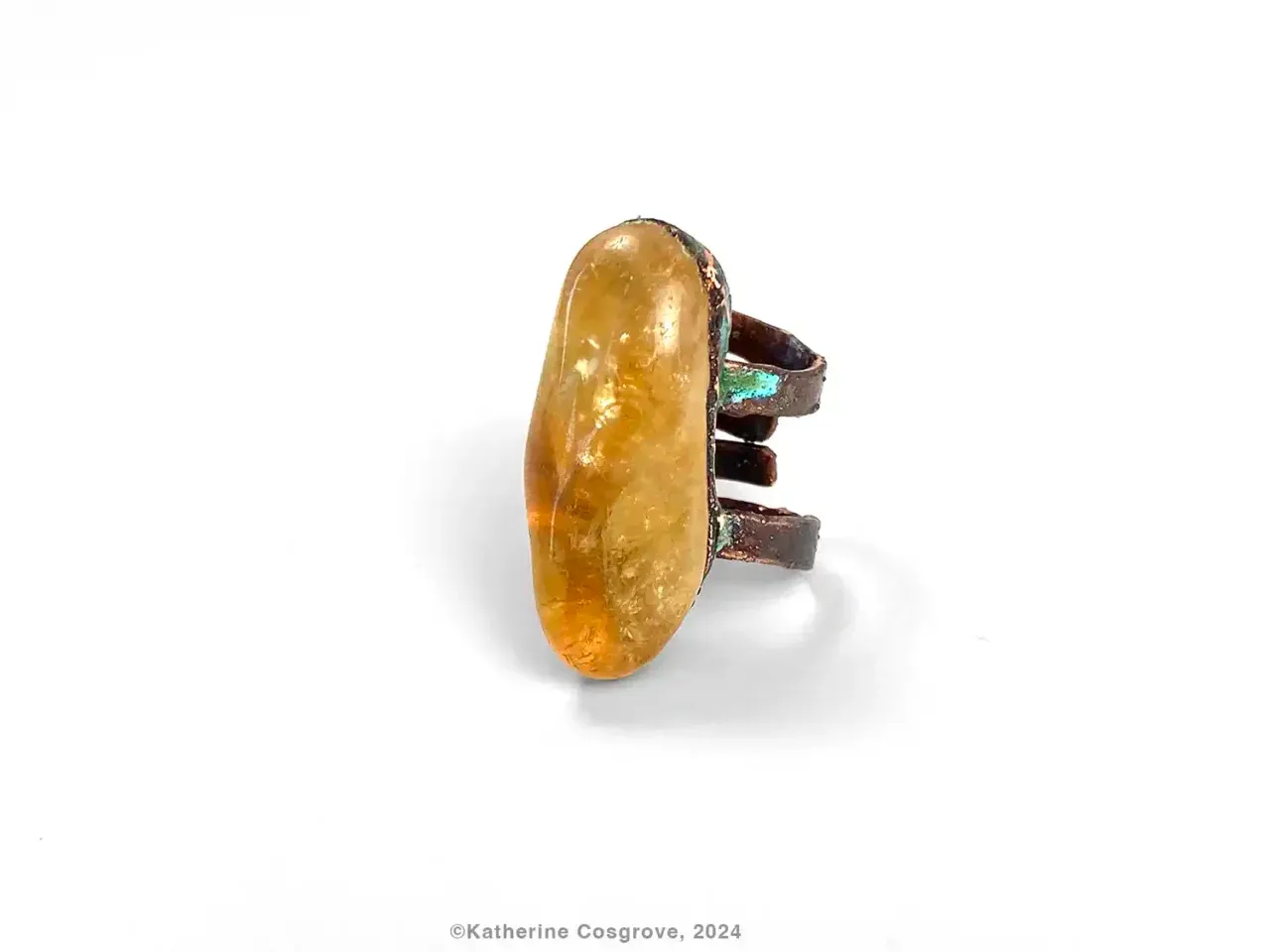 Copper Ring with Citrine — Copper, citrine stone, Adjustable