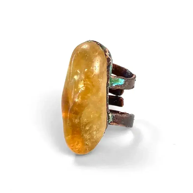 Copper Ring with Citrine — Copper, citrine stone, Adjustable