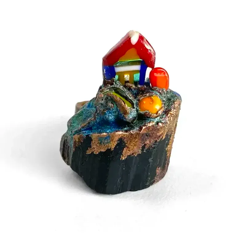 Copper Ring with Turmaline — Copper, glass, tourmaline
