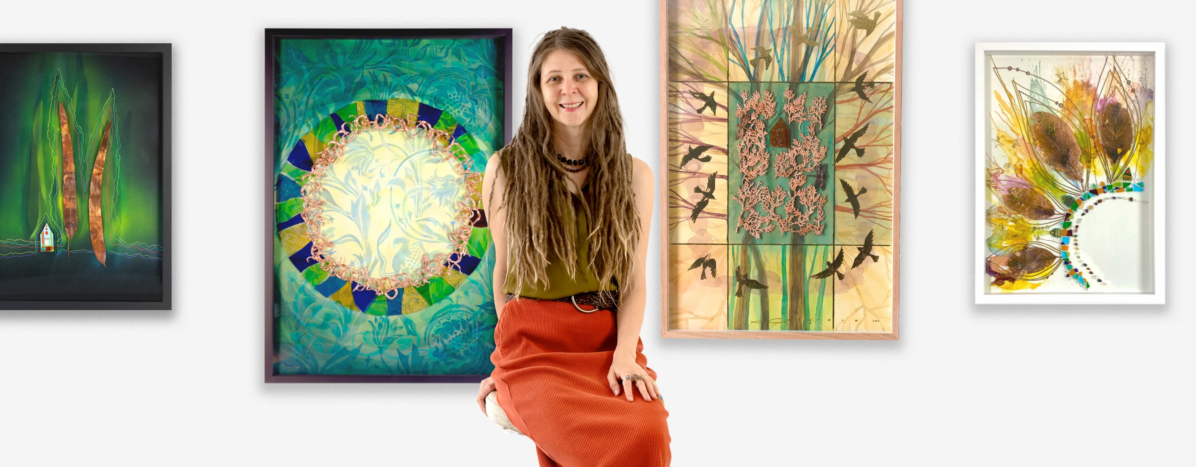 Katherine Cosgrove in front of her work
