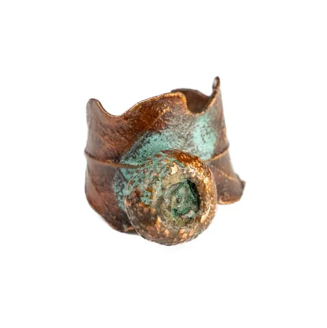 Oak Leaf Ring (r031) — Real oak leaf, copper, Size 8.5 (adjustable by approximately half a size)