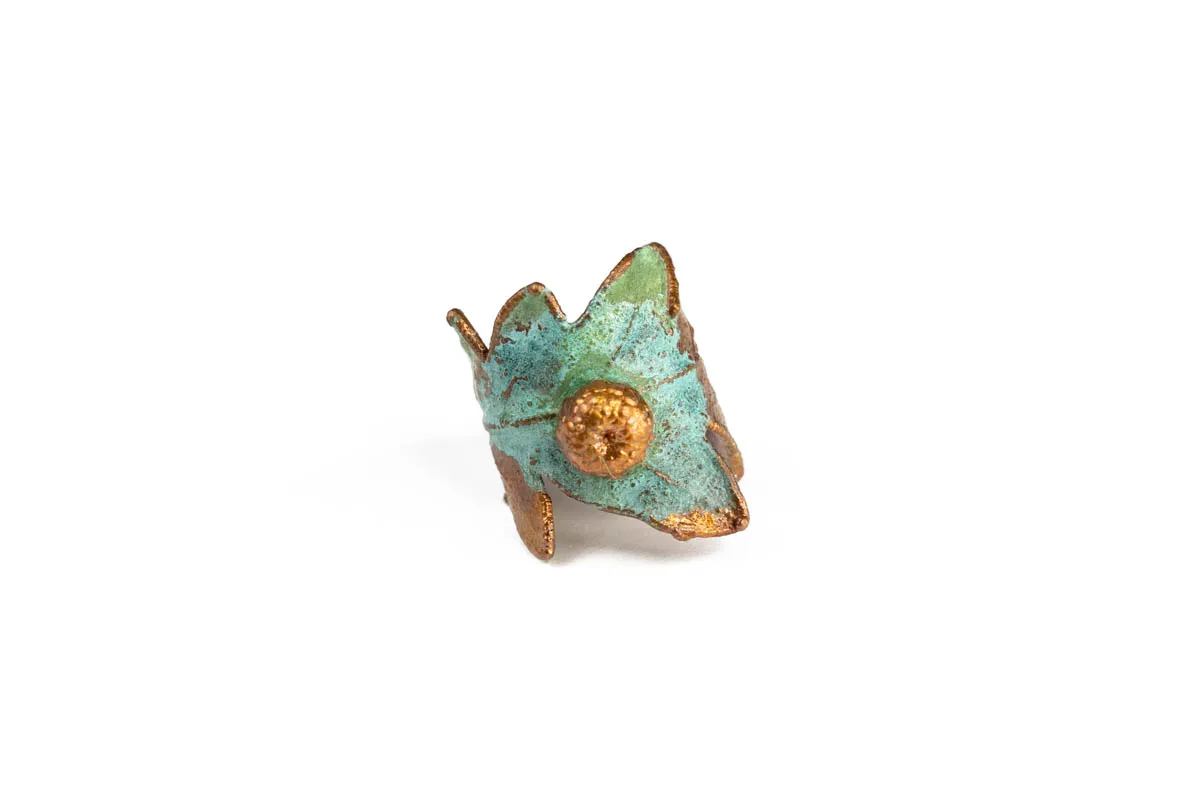 Oak Leaf Ring (r033) — Real oak leaf, copper, Size 3.3 (adjustable by approximately half a size)
