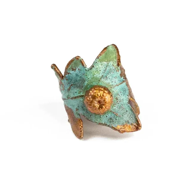 Oak Leaf Ring (r033) — Real oak leaf, copper, Size 3.3 (adjustable by approximately half a size)